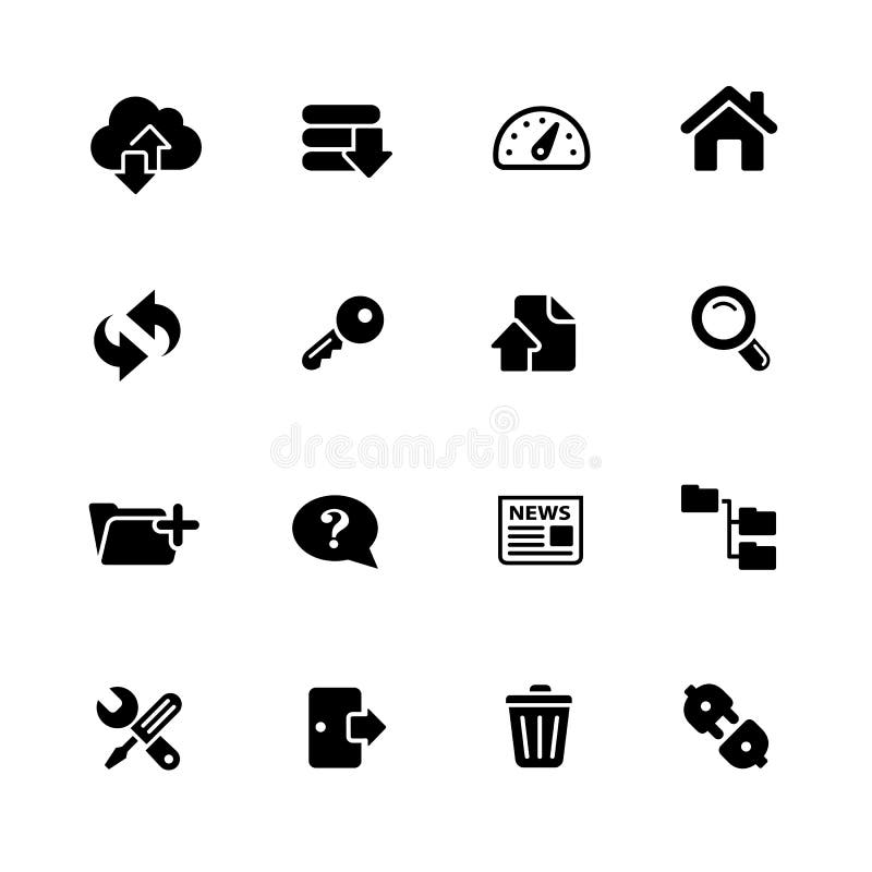 FTP & Hosting Icons // Black Series stock illustration