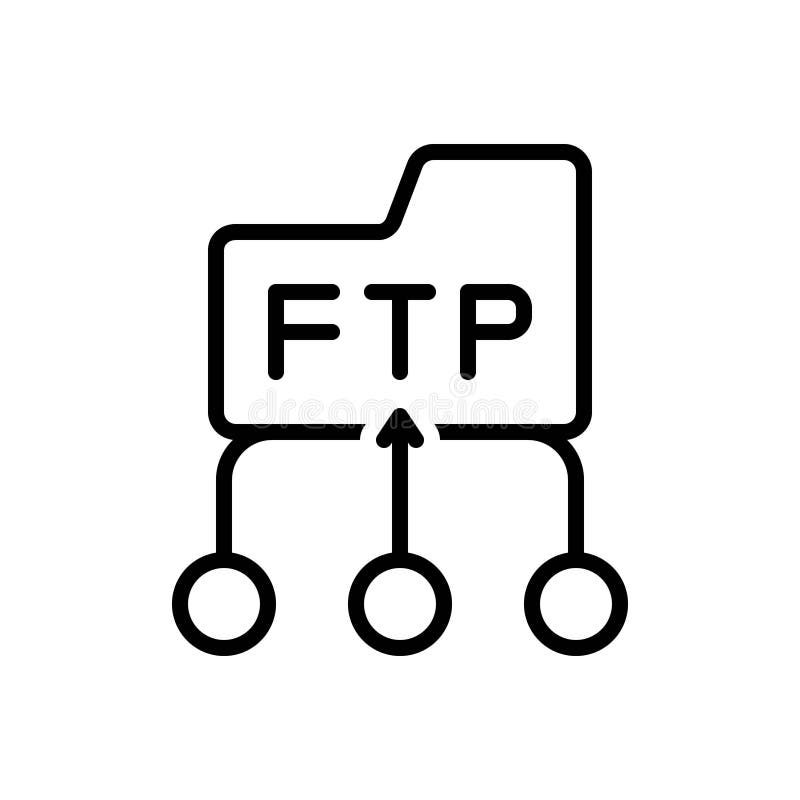 Black Line Icon for Ftp, Protocol and Communication Stock Illustration ...