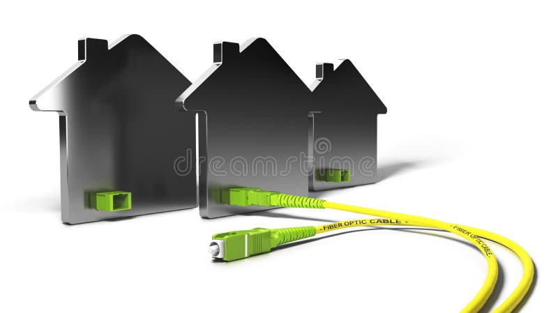 FTTH fiber till illustrationen för hem 3D royaltyfri illustrationer FTTH fiber till illustrationen för hem 3D royaltyfri illustrationer