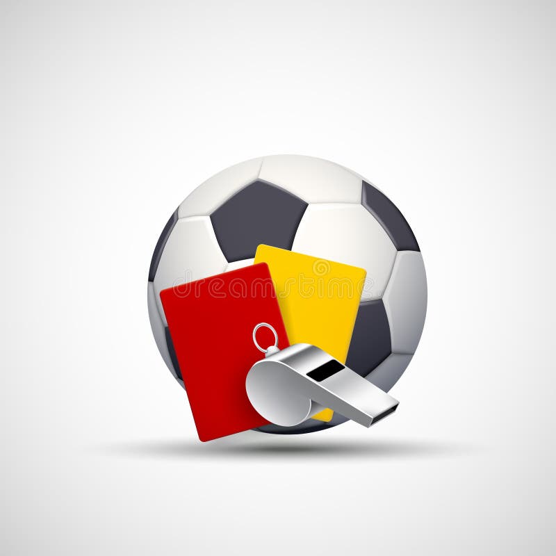 Fußball, Gelbe Und Rote Karten Und Schiedsrichter-Pfeife Vektor