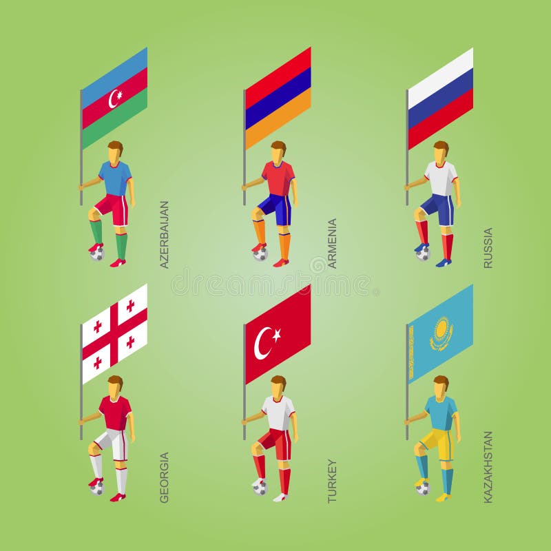 Kazakhstan Und Russland Flaggen 3D-Wellen Flaggendesign. Russische