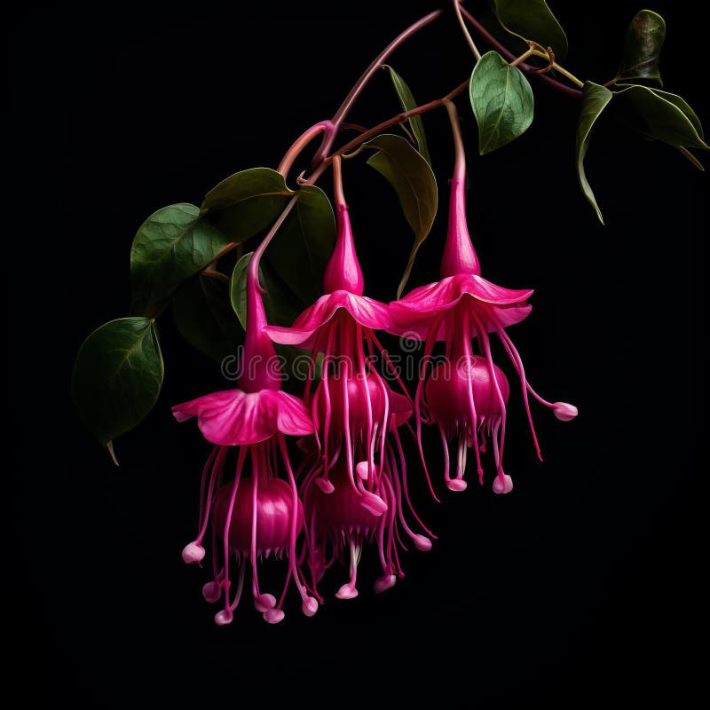 Fuchsia στο μαύρο φόντο : οργανική αρχιτεκτονική στο φωτορεαλισμό ελεύθερη απεικόνιση δικαιώματος