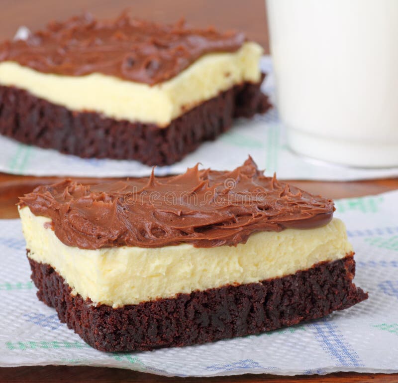 Fudge Cheesecake Brownie stock image. Image of icing 19030777