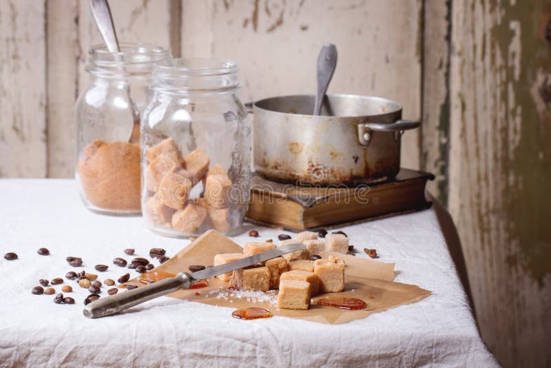 Fudge and coffee beans