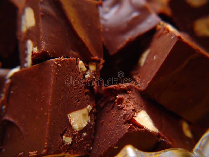 Closeup of chocolate almond fudge. Closeup of chocolate almond fudge.