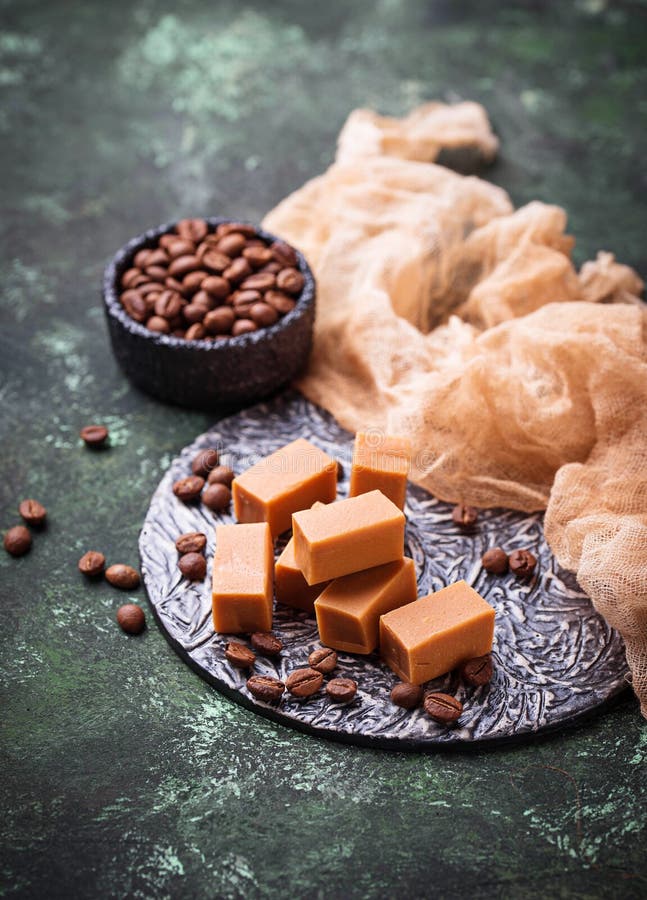 Fudge Toffee Candy with Coffee Beans Stock Image Image of brown