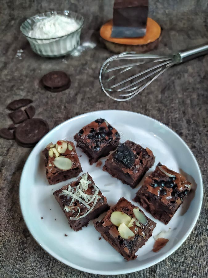 Fudgy Brownies with Toppings Stock Photo Image of sweetness, dessert