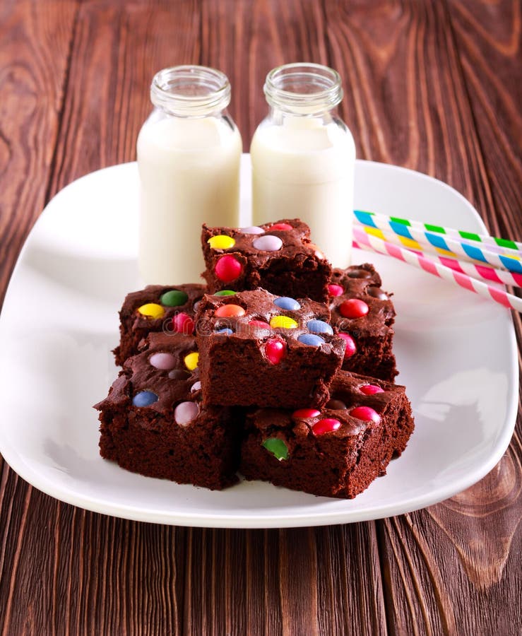 Fudgy Candy Bar Brownies on Plate Stock Image Image of sweet, party