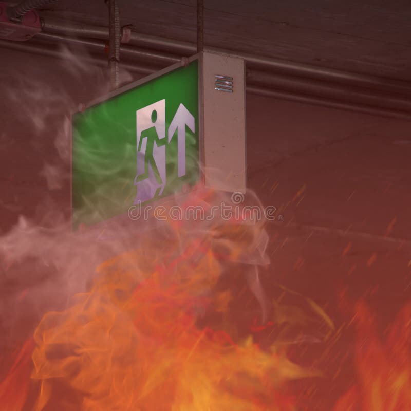 Fuego en el edificio - salida de emergencia foto de archivo libre de regalías Fuego en el edificio - salida de emergencia foto de archivo libre de regalías