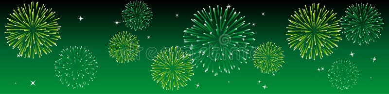 Abstract vector illustration of fireworks in the sky in green. Abstract vector illustration of fireworks in the sky in green