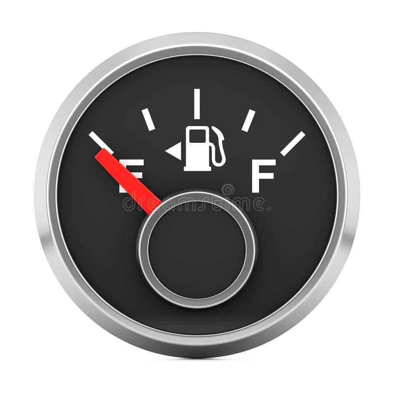 Fuel Dashboard Gauge Showing an Empty Tank. 3d Rendering Stock