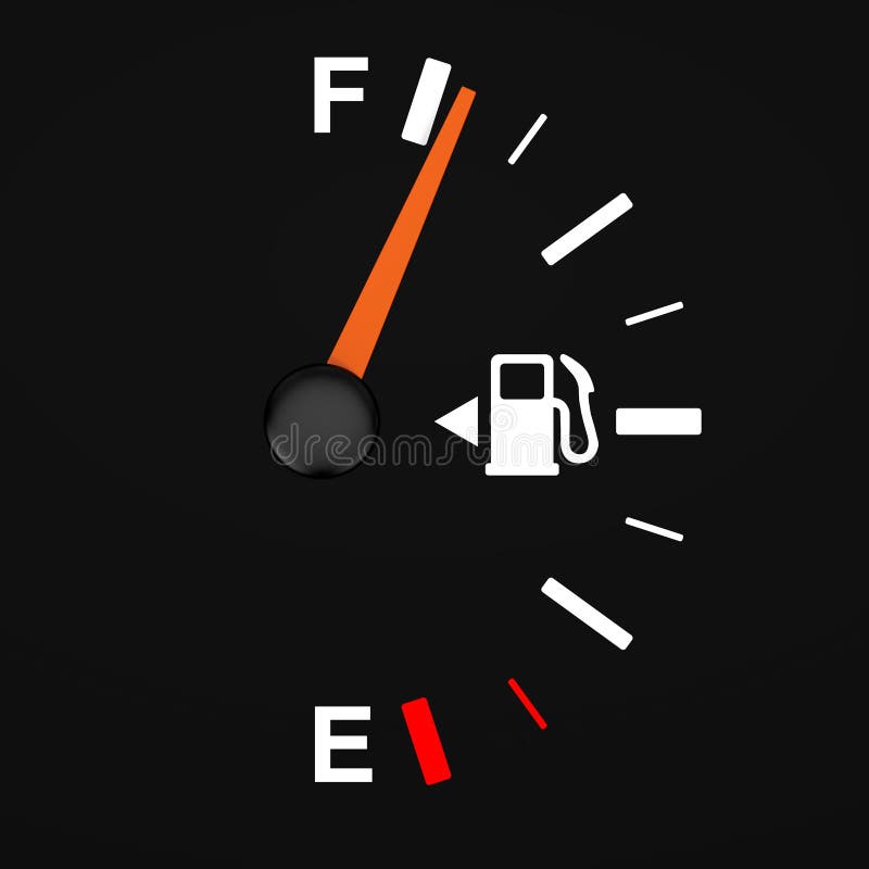 Fuel Dashboard Gauge Showing a Full Tank. 3d Rendering Stock
