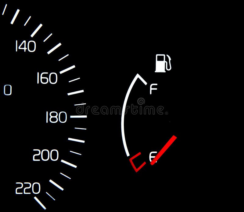 Empty Fuel Warning Light In Car Dashboard. Fuel Pump Icon. Gasoline