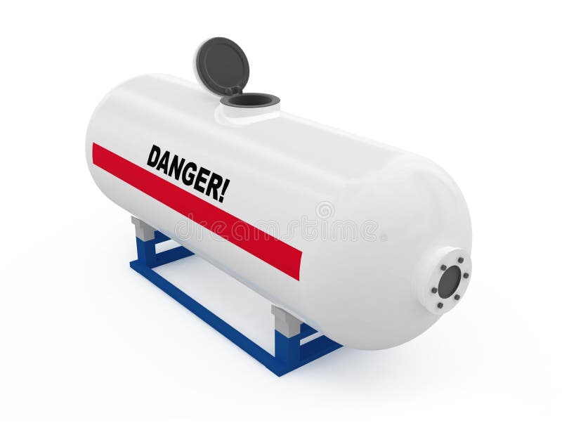 Fuel tank opened white isolated 3d model. Propane gas tank illustrations