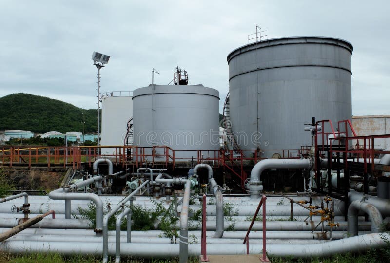 Fuel Tank With Pipelines In Refinery At Dawn Stock Photo Image of