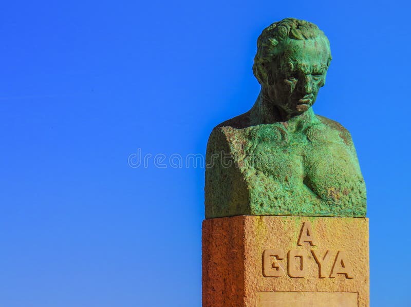 Fuendetodos Goya Statue stock afbeeldingen Fuendetodos Goya Statue stock afbeeldingen