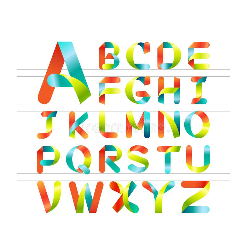 Fuente colorida del vector alfabeto colorido de la cinta Mayúscula A a Z