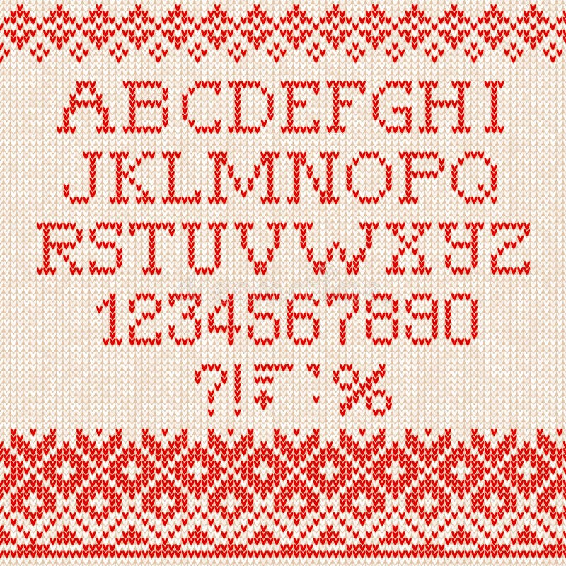 Vector illustration Christmas Font: Scandinavian style seamless knitted ornament pattern. Vector illustration Christmas Font: Scandinavian style seamless knitted ornament pattern