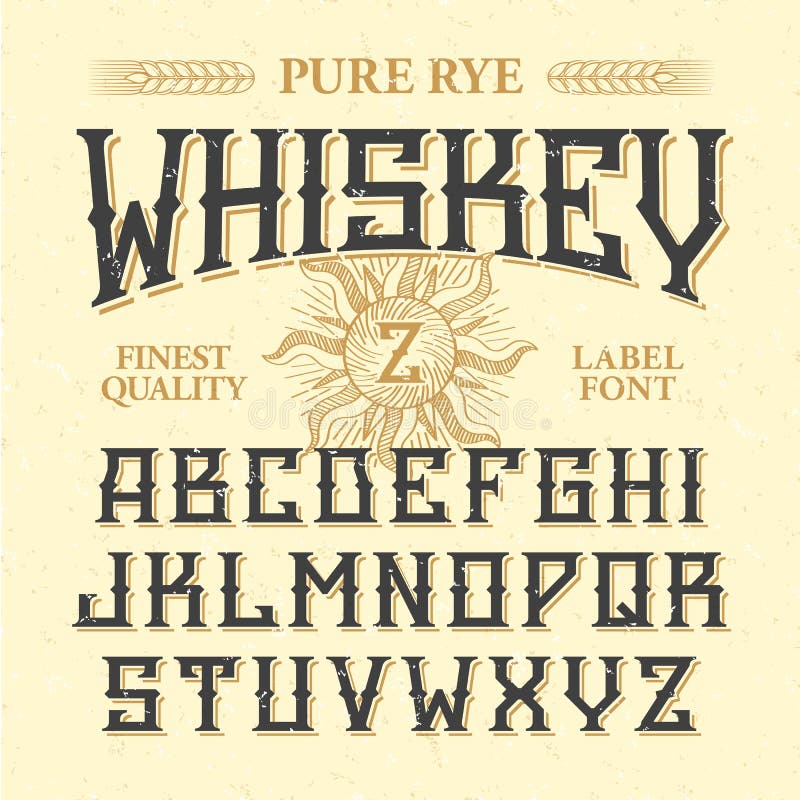 Fuente del vintage de la etiqueta del whisky con diseño de muestra