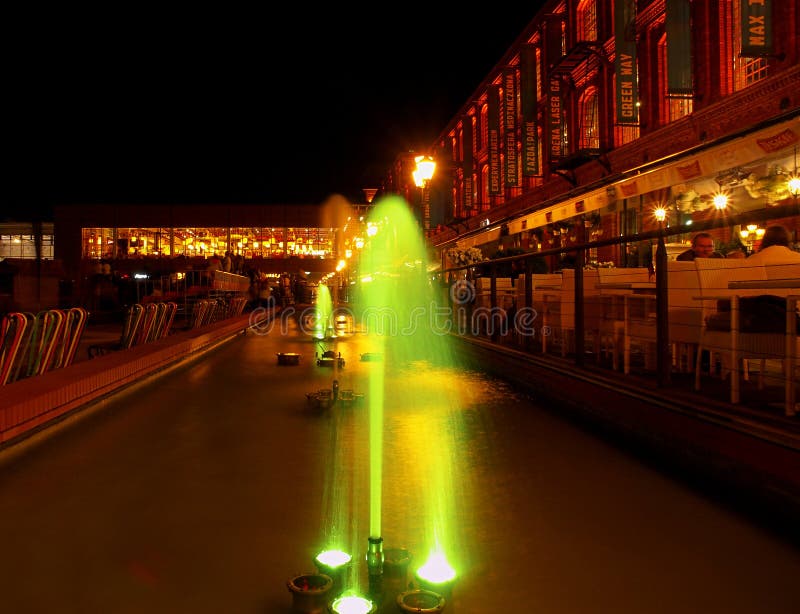 Impressive fountain and factory buildings of historic factory of Izrael Poznanski (1877-1878) in Lodz, known as the revitalization of the shopping center Manufactory. Impressive fountain and factory buildings of historic factory of Izrael Poznanski (1877-1878) in Lodz, known as the revitalization of the shopping center Manufactory.