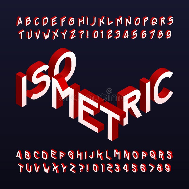 Fuente isométrica del alfabeto Letras y números tridimensionales del efecto ilustración del vector Fuente isométrica del alfabeto Letras y números tridimensionales del efecto ilustración del vector
