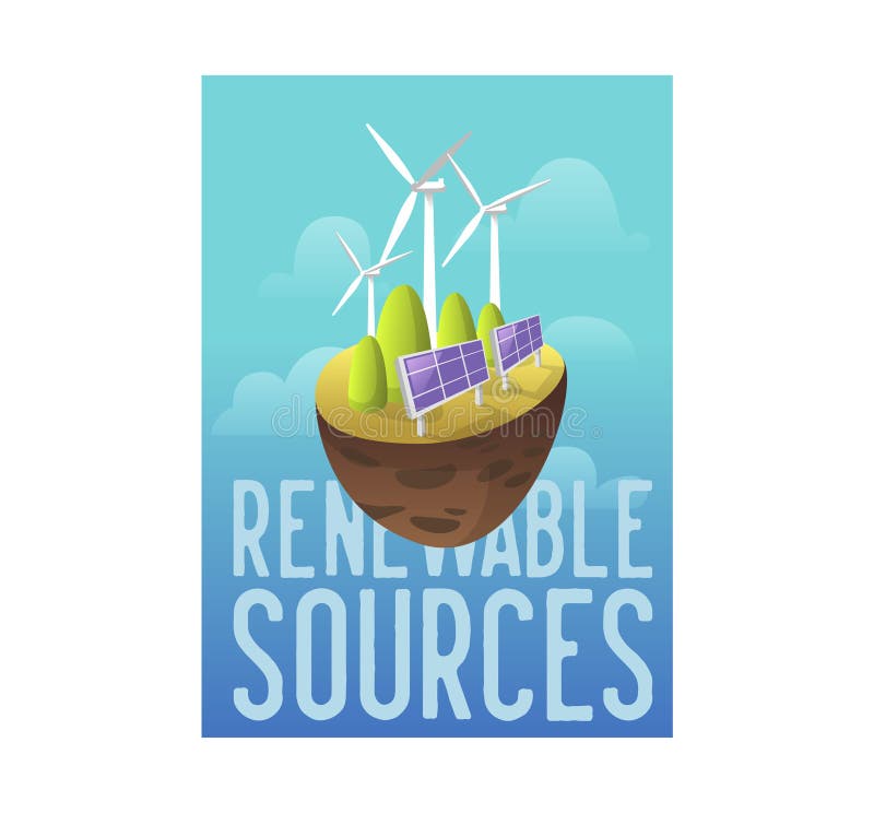 Fuentes de energía sostenibles, tecnología verde, concepto del ambiente Batería solar, energía eólica Bandera de la ecología, car libre illustration Fuentes de energía sostenibles, tecnología verde, concepto del ambiente Batería solar, energía eólica Bandera de la ecología, car libre illustration
