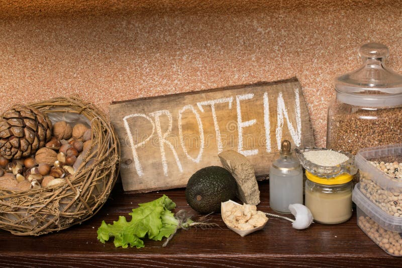 Fuentes del vegano de proteína Concepto sano del alimento foto de archivo Fuentes del vegano de proteína Concepto sano del alimento foto de archivo