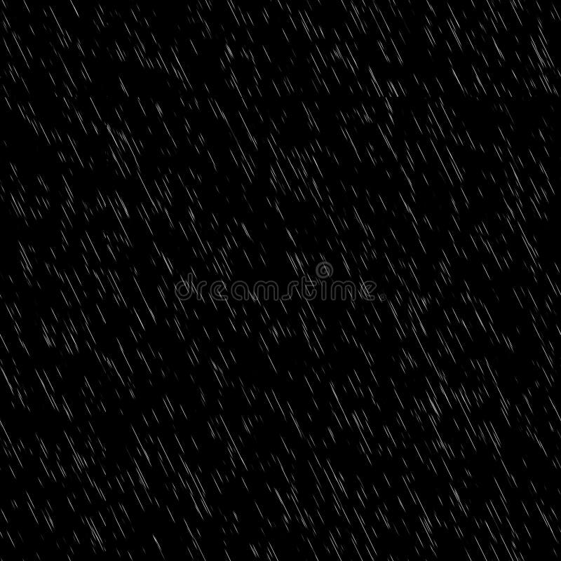 Fuerte pared de lluvia que cae frente a la cámara contra la pantalla negra. gotas de lluvia salpicando. inserción de vfx de cierre ilustración del vector