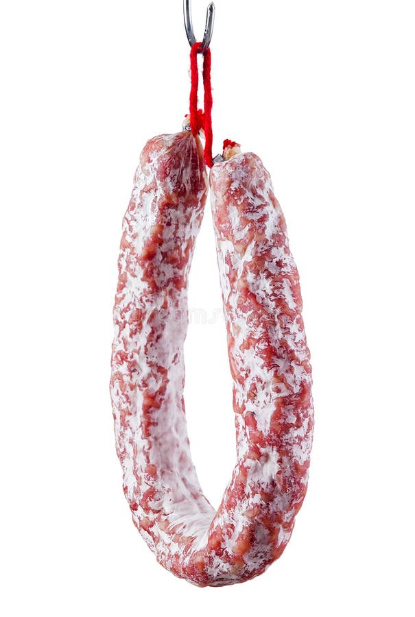 Fuet. Dry Sausage with Mold Isolated on White Stock Image Image of