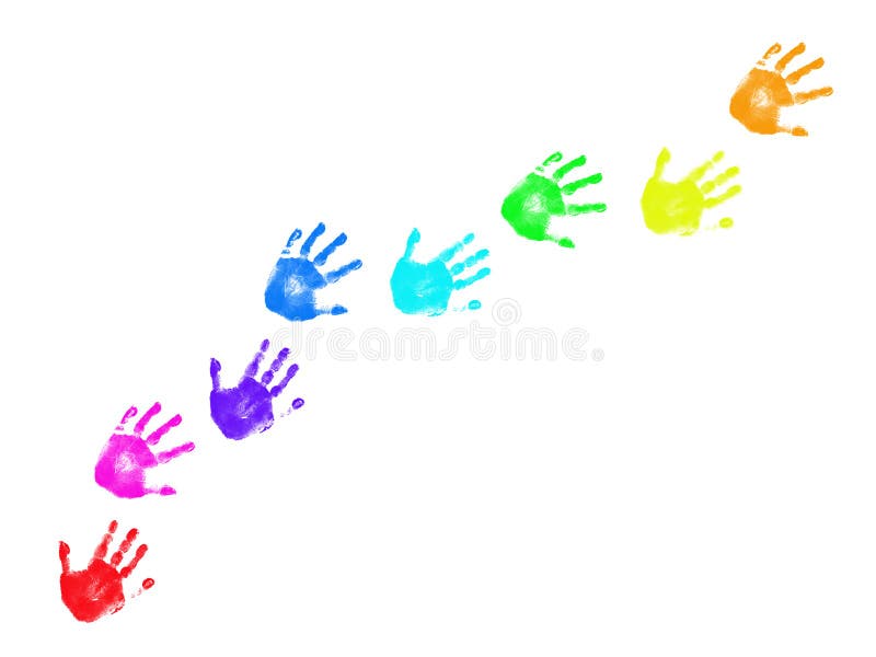 Fuga colorida dos handprints imagens de stock Fuga colorida dos handprints imagens de stock