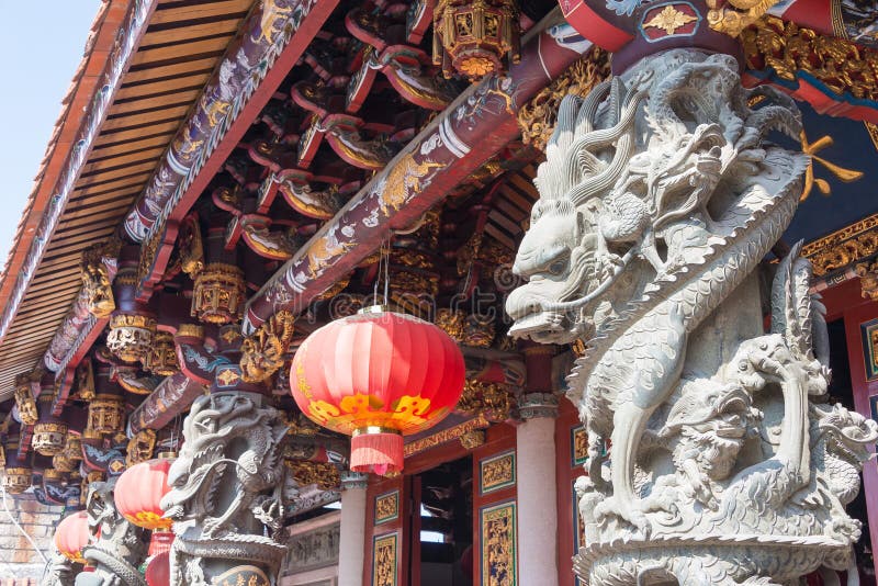 Dragon Sculpture at Yuanmiaoguan Taoist Temple. a Famous Historic