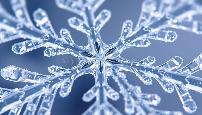 Fulg de zăpadă închide cristalul de iarnă Stock Photo Generative AI stock illustration