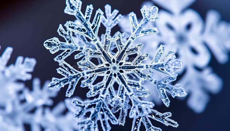 Fulg de zăpadă, închidere textură. Winter ice crystal detaliu Stock Photo Generative AI royalty free illustration