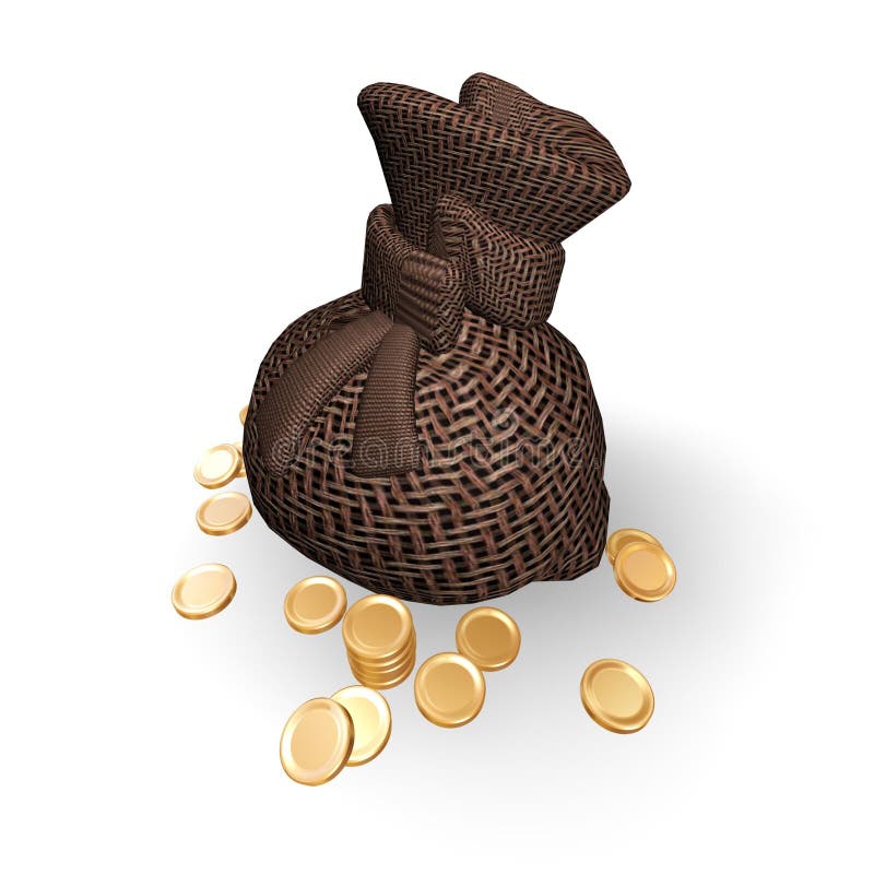 Full bag of gold coins. stock illustration. Image of graphics 9930268