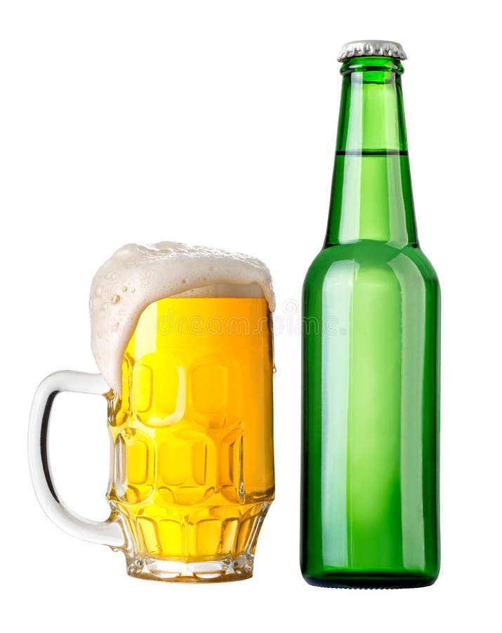 Full beer glass and bottle stock photo. Image of lager 267975676