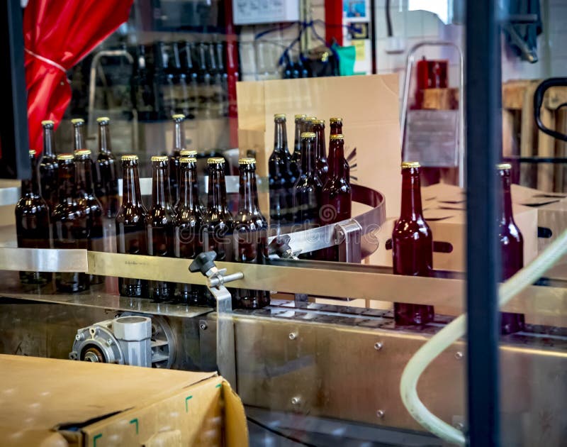 Full Beer Glass Bottles Moving on a Conveyor Line Stock Image Image of clear, brewery 252101553