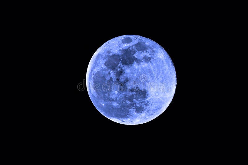 Full Blue Moon on Black Background Stock Image - Image of meteor, moon:  25411577