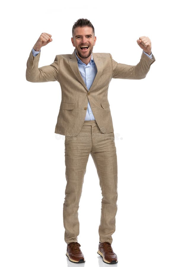 Full Body Picture of Happy Man Celebrating the Victory Stock Image ...