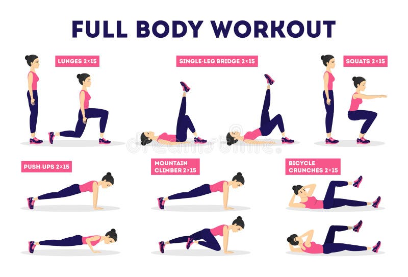 Full Body Workout Set. Exercise for Woman Stock Vector - Illustration of lifestyle, active: 140990314
