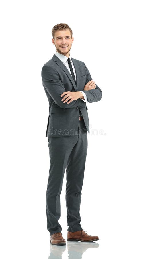 Full Body Portrait of Happy Smiling Business Man Stock Image - Image of ...