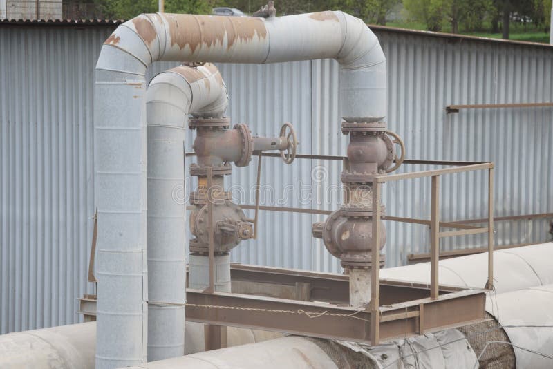 Tie-in to the main pipeline. Thin pipes extending from the main pipes. vector illustration