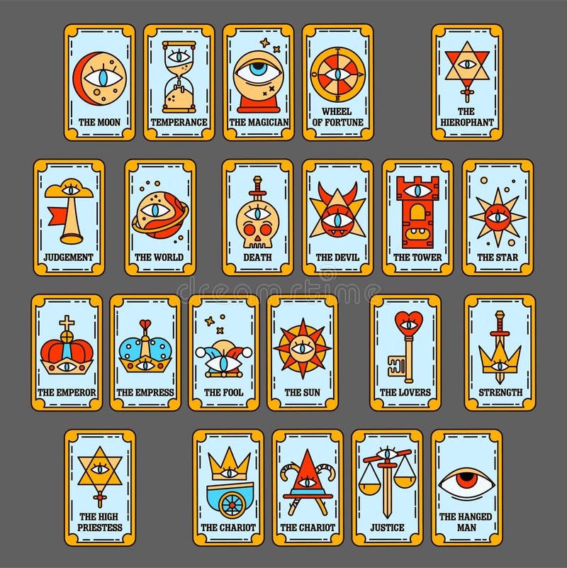 Tarot Cards Design. Occult Major Arcanas Deck with Esoteric Magic