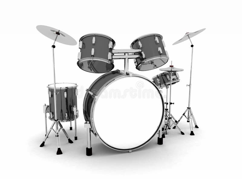 Full Drum Set with Cymbals stock illustration