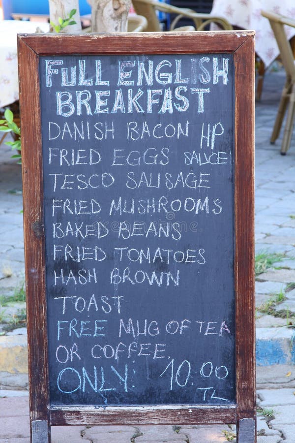 Full English Breakfast Menu  Board Stock Image Image of 