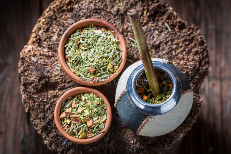 Full of Flavor Yerba Mate with Bombilla and Calabash Stock Image ...