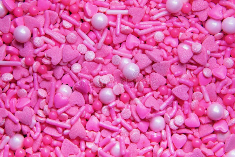 Full Frame Pink Heart Sprinkles Stock Image Image of decoration