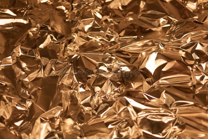 Full Frame Take of a SheeT of Crumpled Gold Aluminum Foil Stock Photo Image of folded
