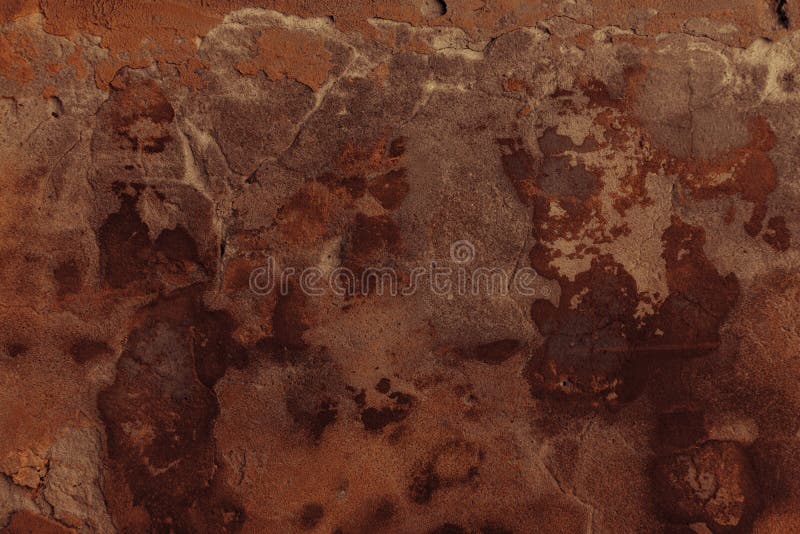 Full frame view of old brown cracked wall textured background stock photo