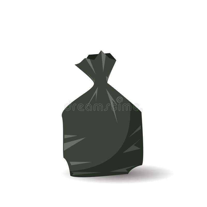 Full garbage black bag stock illustration