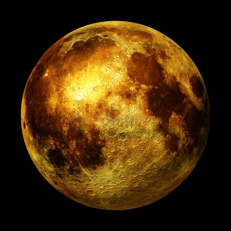 Full Golden Moon Isolated on White Background 3d Space Rendering